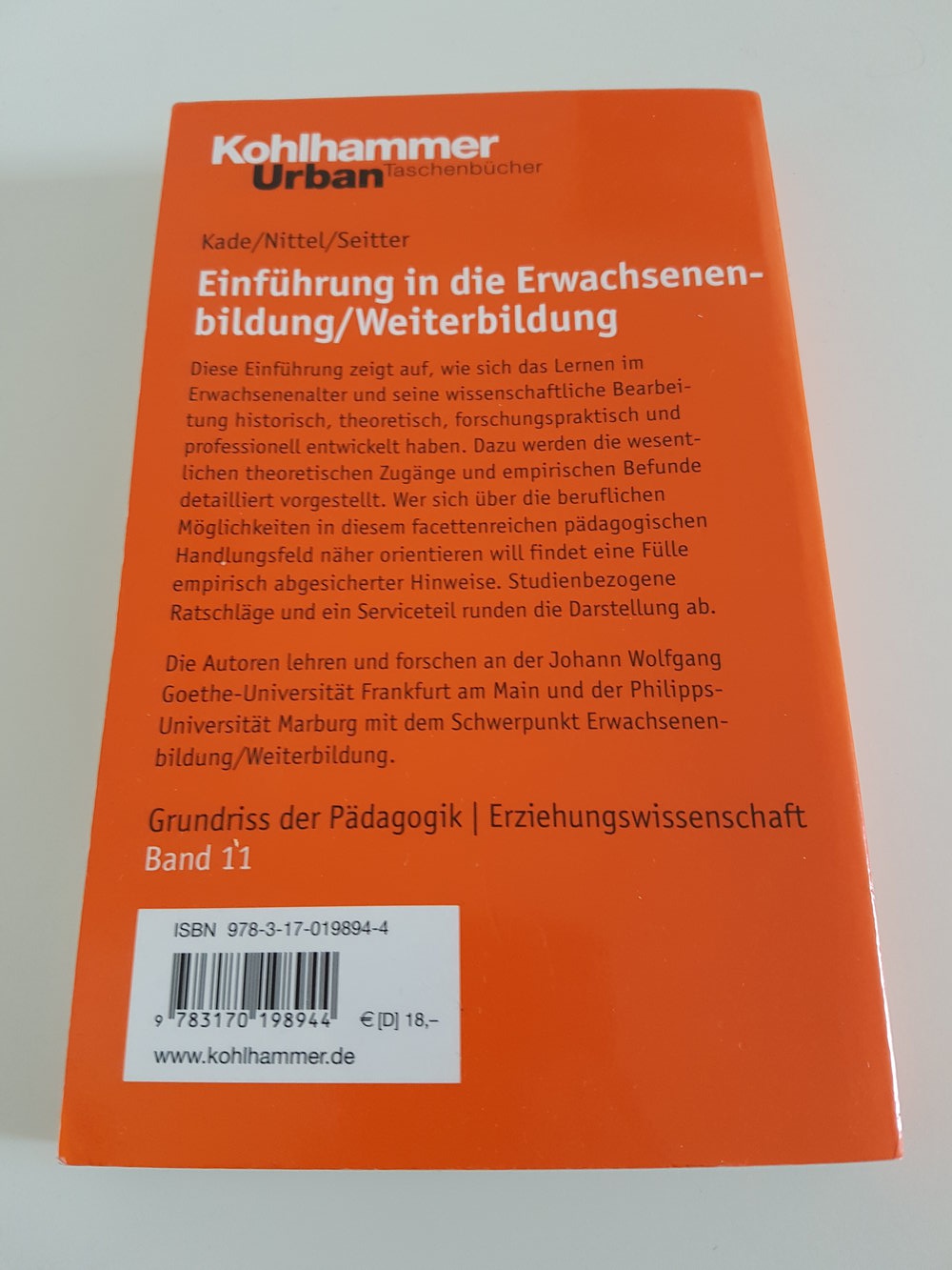 Einführung in die Erwachsenenbildung /Weiterbildung