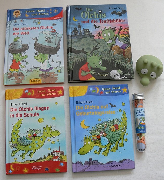 Die Olchis - Bücherpaket + Wasserspritzer + Badekonfetti
