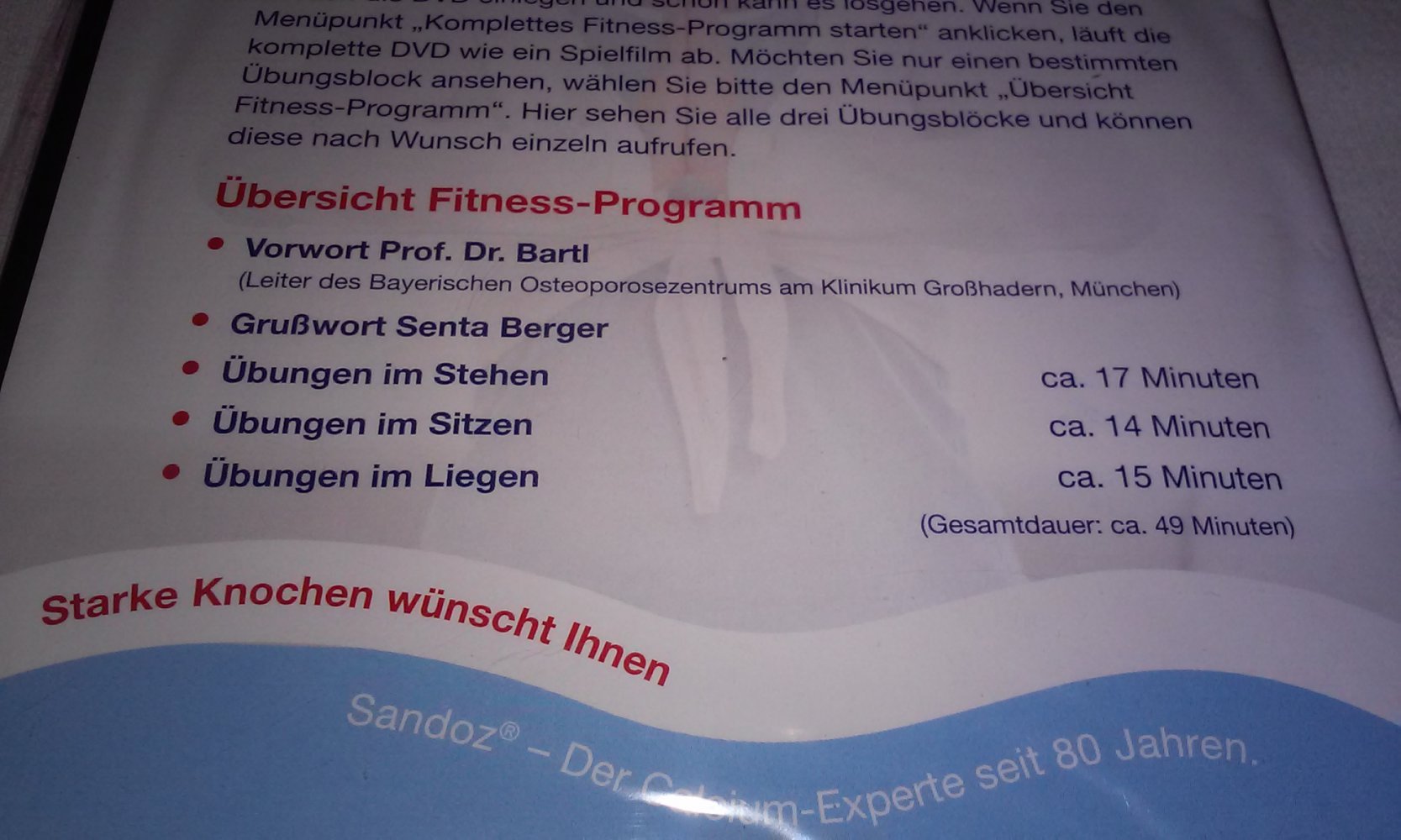 Bewegungs-Coach - Calzium-Sandoz - Das Fitness-Programm für Ihre Knochen Bewegung gegen Osteoporose  OVP