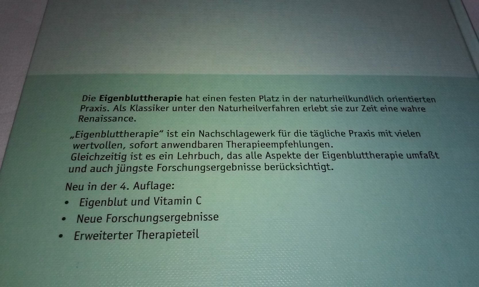 Harald Krebs  Eigenbluttherapie: Methoden Indikationen Praxis