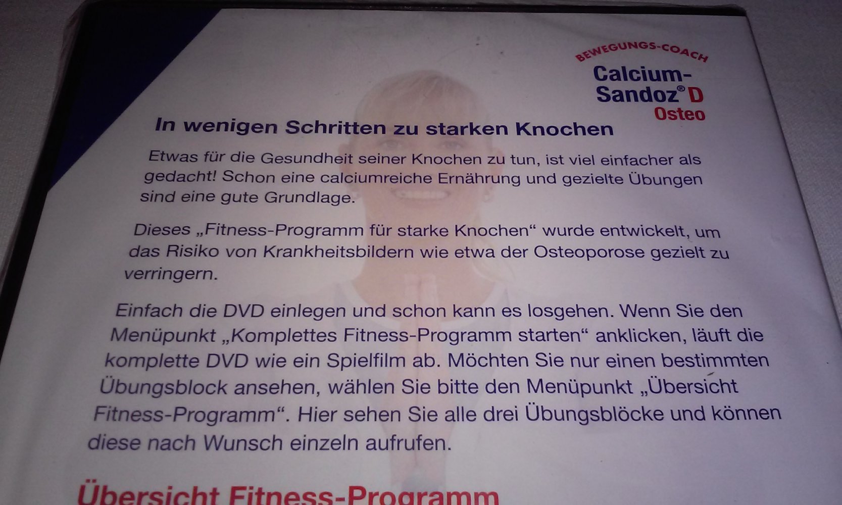 Bewegungs-Coach - Calzium-Sandoz - Das Fitness-Programm für Ihre Knochen Bewegung gegen Osteoporose  OVP