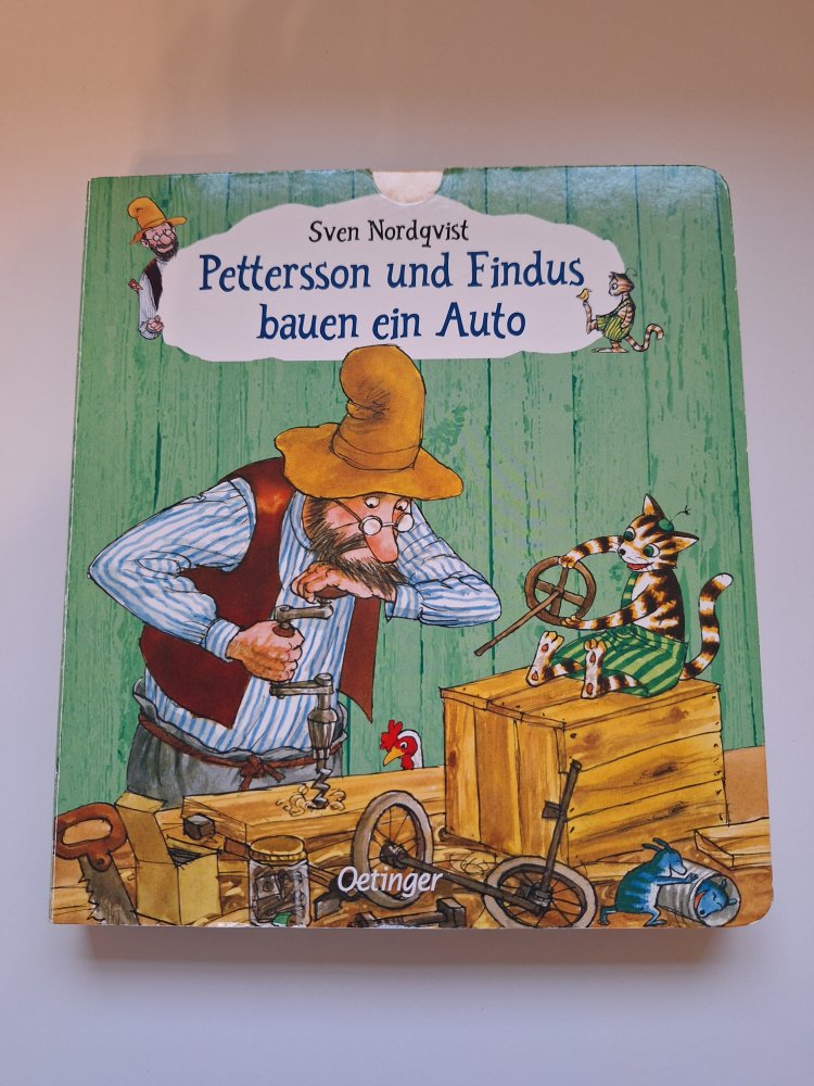 Kinderbuch / Klappenbuch Pettersson und Findus bauen ein Auto