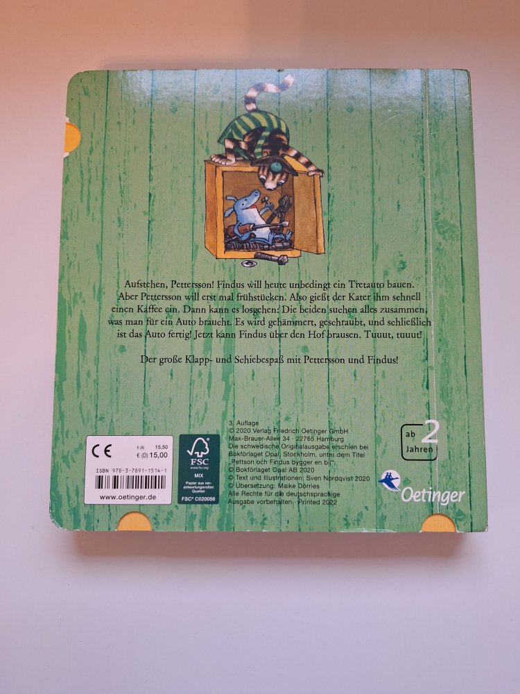 Kinderbuch / Klappenbuch Pettersson und Findus bauen ein Auto