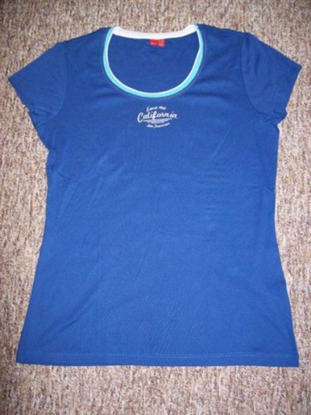 Blaues Esprit Print T-Shirt mit Steinchen XL NEU