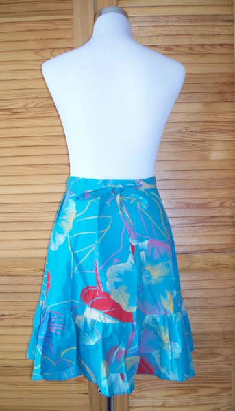 VINTAGE// Bunt gemusterter Wickelrock mit Volant (ausgestellt) (Gr. 36-38)