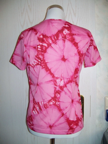 Rosa-rotes Batik-Shirt im Vintage-70er-Style Gr. M (Kostüm)
