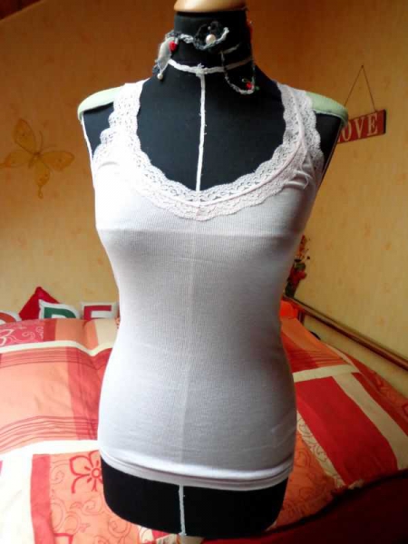 Spitzentop Tanktop von H&M in rosé