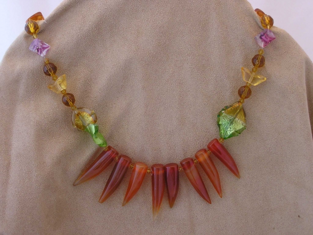 Statement-Kette gelb orange aus Glas
