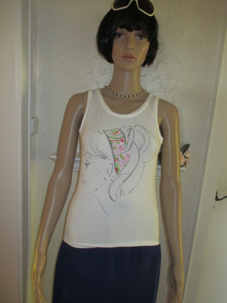 NEU * Glitzer * Perlen * Rockabilly- Style * Tank * Träger * TOP * T- SHIRT 