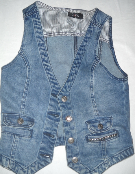 Jeansweste mit Nieten Studs Gina Weste jeans blau Waschung Knopfleiste Silber 34 36 XS S M