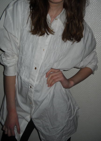 Vintage Boyfriend Long Bluse Hemd Shirt weiß creme Oversized Tunika gesmogt XS S M L 34 36 38 40