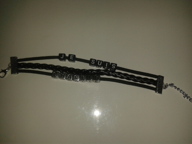 Je suis Charlie Armband, schwarz
