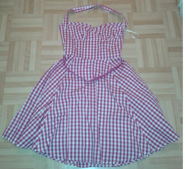 Neckholder Kleid, pink/weiß karriert, Größe 36