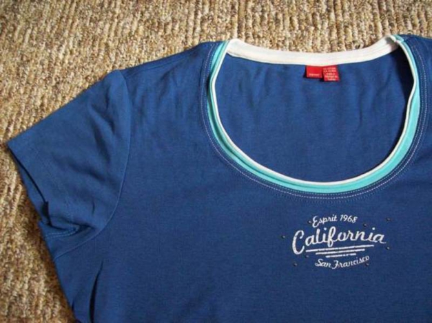 Blaues Esprit Print T-Shirt mit Steinchen XL NEU