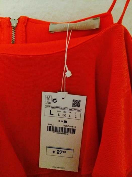 Zara Volant Rüschen Crop Top Orange L