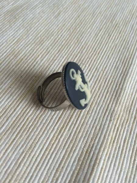 Ring blau Anker maritim retro Pin Up Sailor
