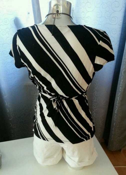 H&M Wickelshirt Top schwarz weiß gestreift Gr. S