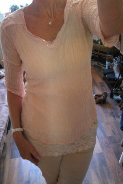 Crinkle Shirt Pailetten apricot