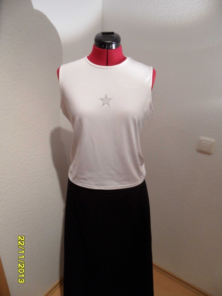 weißes Tanktop mit Glitzerstern von Hennes Gr. L, schick, H&M 