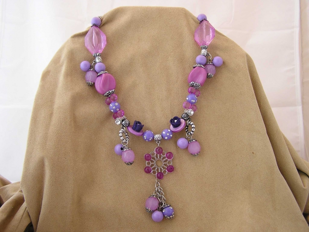 Statement-Kette Kunststoff lila-pink