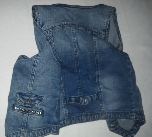 Jeansweste mit Nieten Studs Gina Weste jeans blau Waschung Knopfleiste Silber 34 36 XS S M