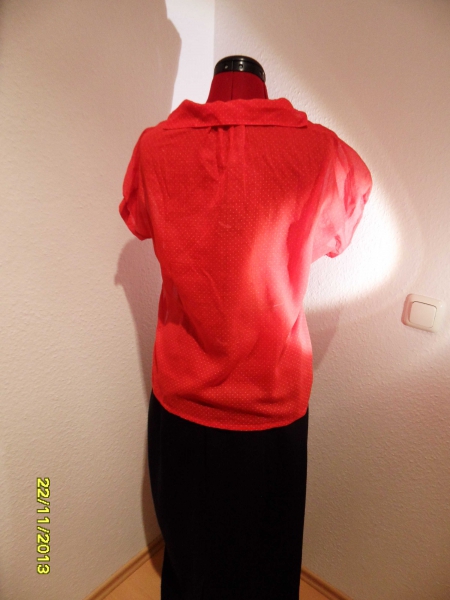 Pünktchen ,Schluppenbluse, rot weißen Punkten GR 40,Tru Blouse,Vintage, Hipster, Rockabella