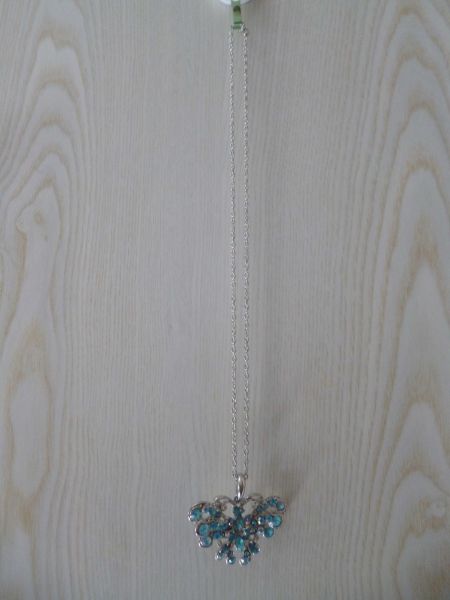 Kette mit Schmetterling Anhänger; Türkis / PC 