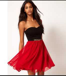 Kleid rot schwarz gold partykleid mit Goldkette Silvester