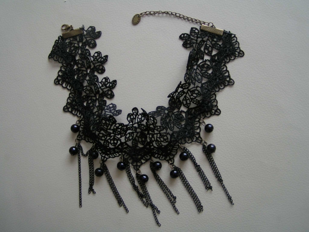 Kette Spitze Collier Halsband schwarz Gothic Burlesque Steampunk Barock Choker