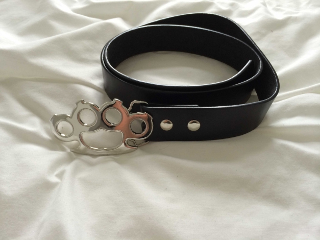 Gürtelschnalle Schlagring Punk silber groß
