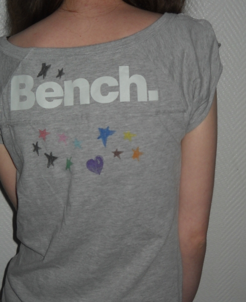 Bench Shirt Top Tunika Longtop grau weiß Vintage 34 36 38 XS S M Stars Herz Oversized Boho Granny