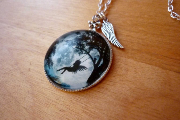 Kette Elfen Schaukel Elfe Fee Romantik Gothic schwarz grau blau Baum