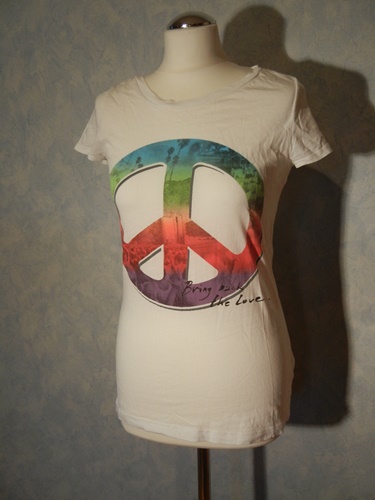 weißes T-Shirt mit Peace Print