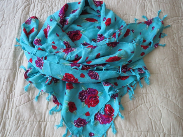 Halstuch, florale Muster, blau