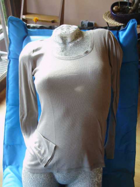 Opus Longsleeve steinfarben/grau Rundausschnitt Gr 36