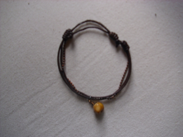 Lederarmband, Taguaanhänger, Kupferkettchen, 