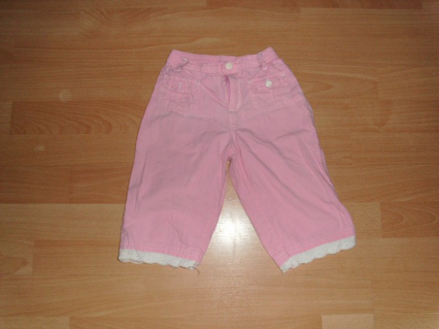Caprihose, rosa mit weißer Spitze, Gr. 98/104