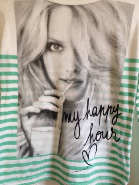 Langarm Shirt mit Streifen und Aufdruck