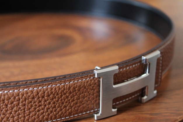 Hermes Gürtel, *wie NEU*, original, 32mm, Gr. 100, 115cm, Togo Leder Schwarz Braun, Paladium Silber Schnalle gebürstet