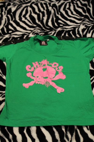  * chaos shirt  *  #grün  #pink  #D-Ringe #skull #Totenkopf #punk #rockabilly 