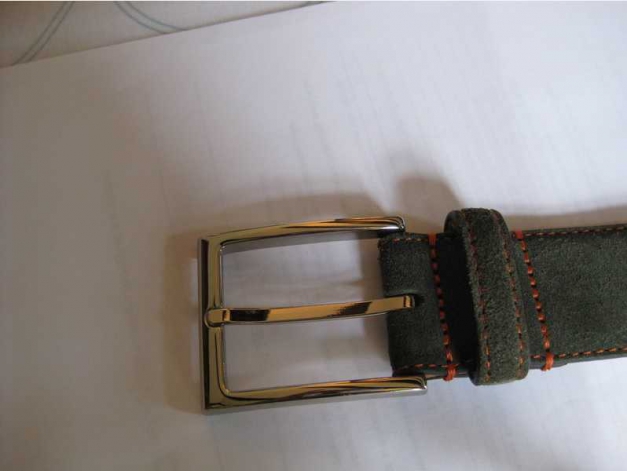 Velourleder / Wildleder Gürtel von Saddler, grün, Gr. 85, wie neu