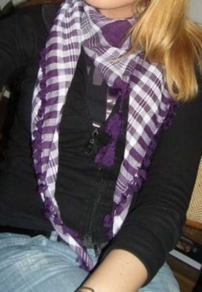 Karierter Schal, Tuch, weiß lila