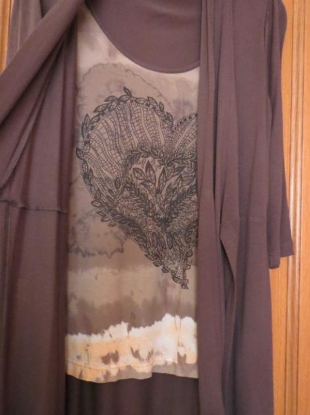 Tunika,3/4Arm,oliv-beige