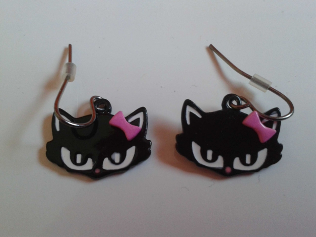 Katzen Ohrringe mit Schleife