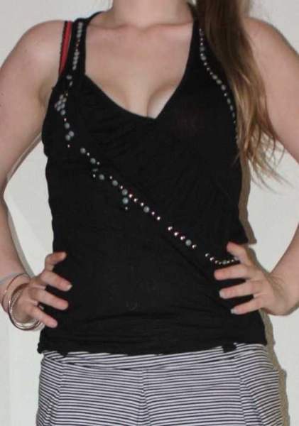 Blogger Tanktop, Nieten, gerafft, Gr. 36