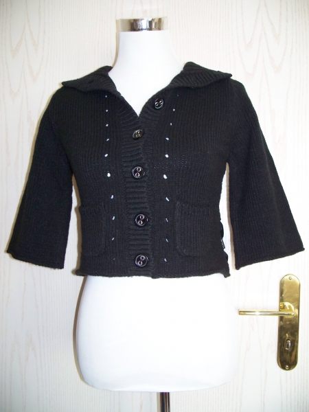 ANOTHER WOMAN// Kurzes Strickjäckchen/ Cardigan bauchfrei mit auffälligem Rückenteil Gr. S