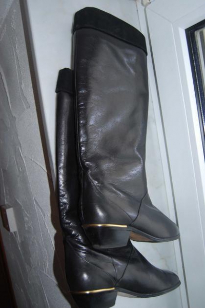 Leder schwarze Stiefel Boots Schuhe Trendi