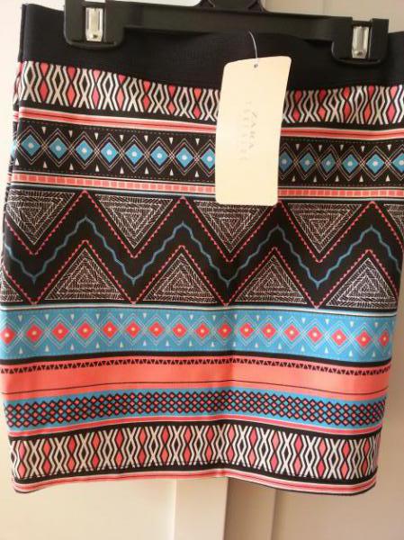 Zara Azteken mini Rock gr.S vintage gemustert strech