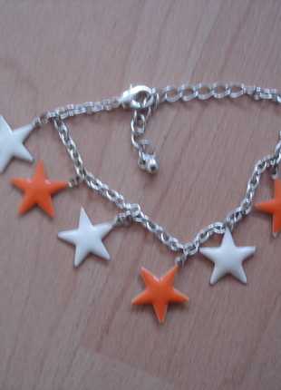 Sternenarmband, Weiß, Orange, Bettelarmband