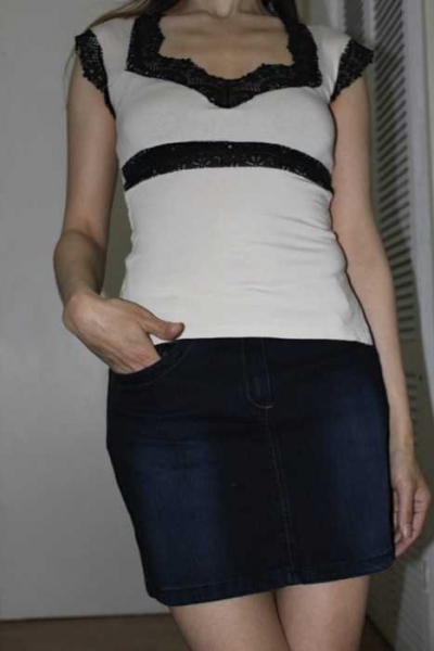 Spitzenshirt XS 34 36 Oberteil mit Spitze ausgefallen